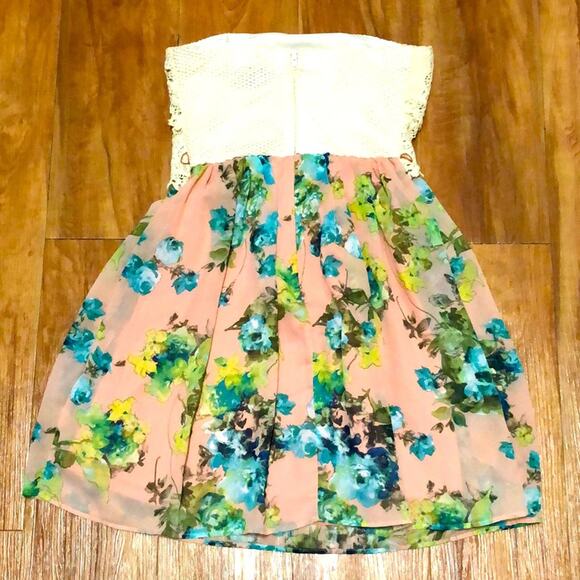 Deb Strapless Floral Dress Size 3 Juniors - Picture 3 of 12